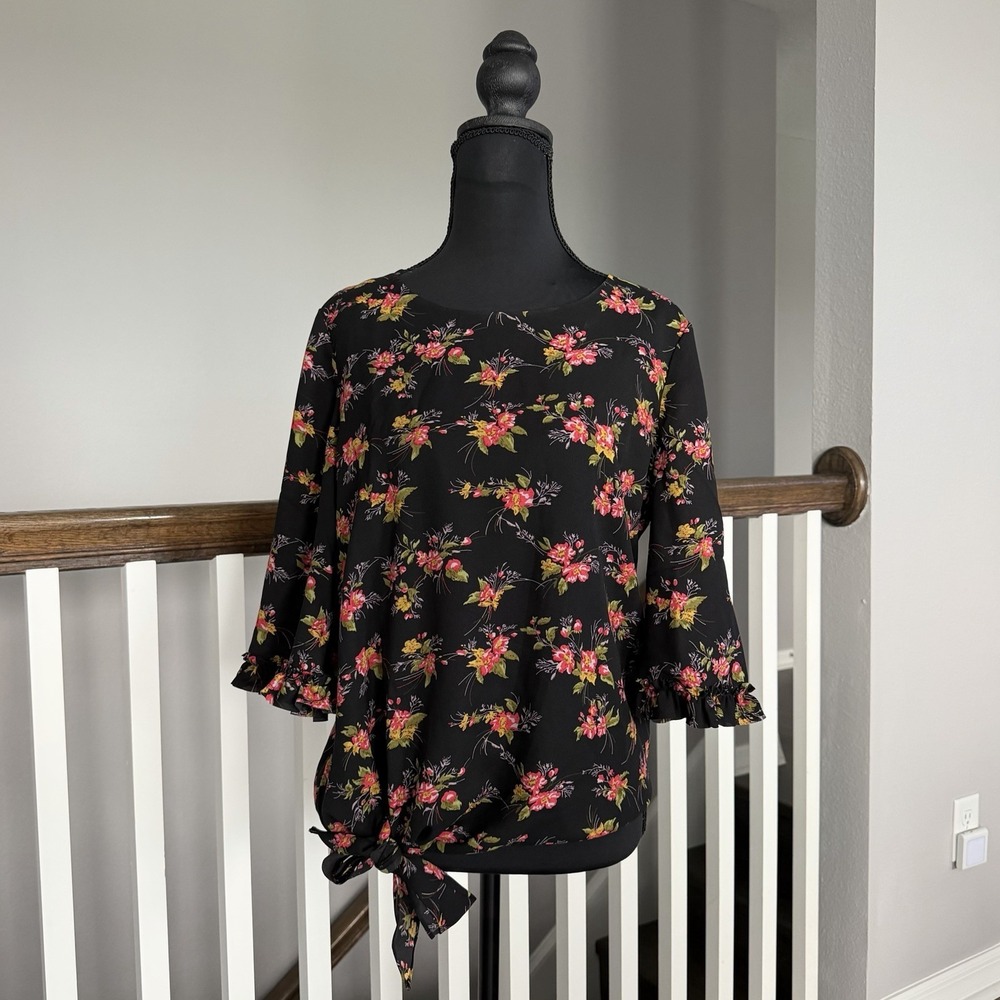 Le Gali NWT Brooke Floral Side-Knot Ruffle Sleeve Blouse Top Small Coquette Boho